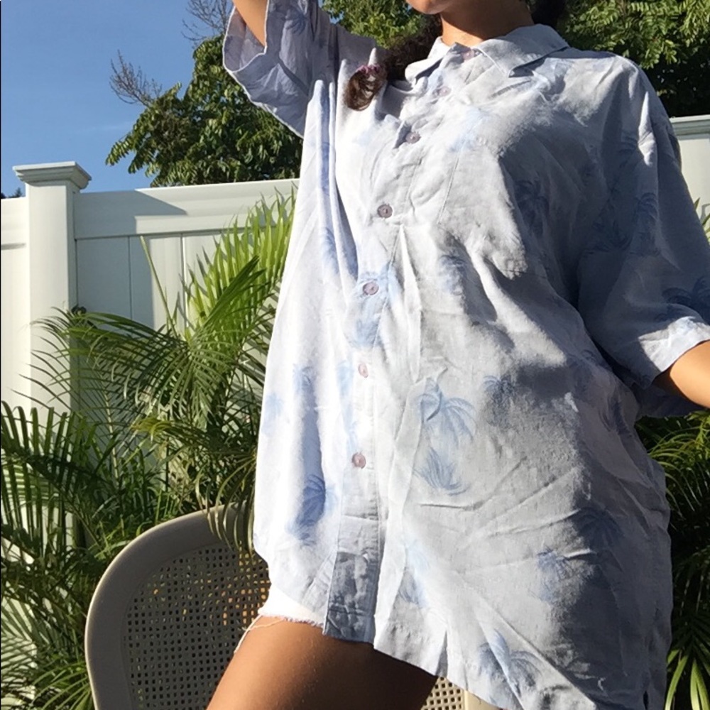 Soft baby blue button up